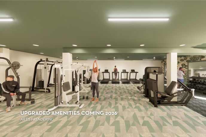 Fitness center at the 1800 at Barrett Lakes: A modern gym facility with treadmills